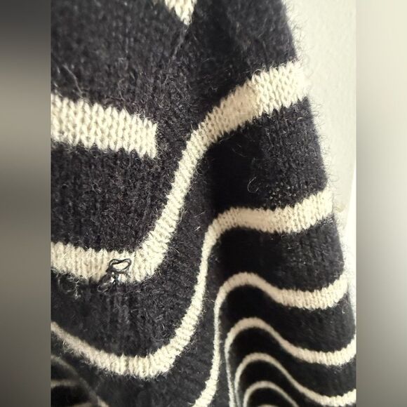 Halogen Cashmere Black & White Stripe Sweater - Picture 8 of 10